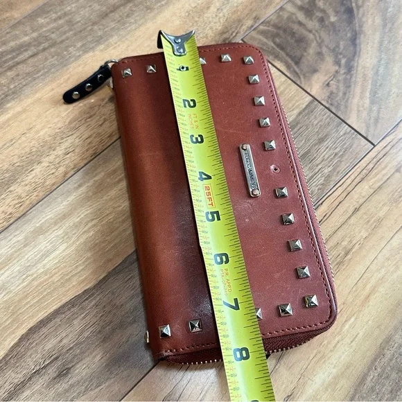 Rebecca Minkoff Brown Leather Wallet, Zippered, Studded, FLAWED - Picture 7 of 8